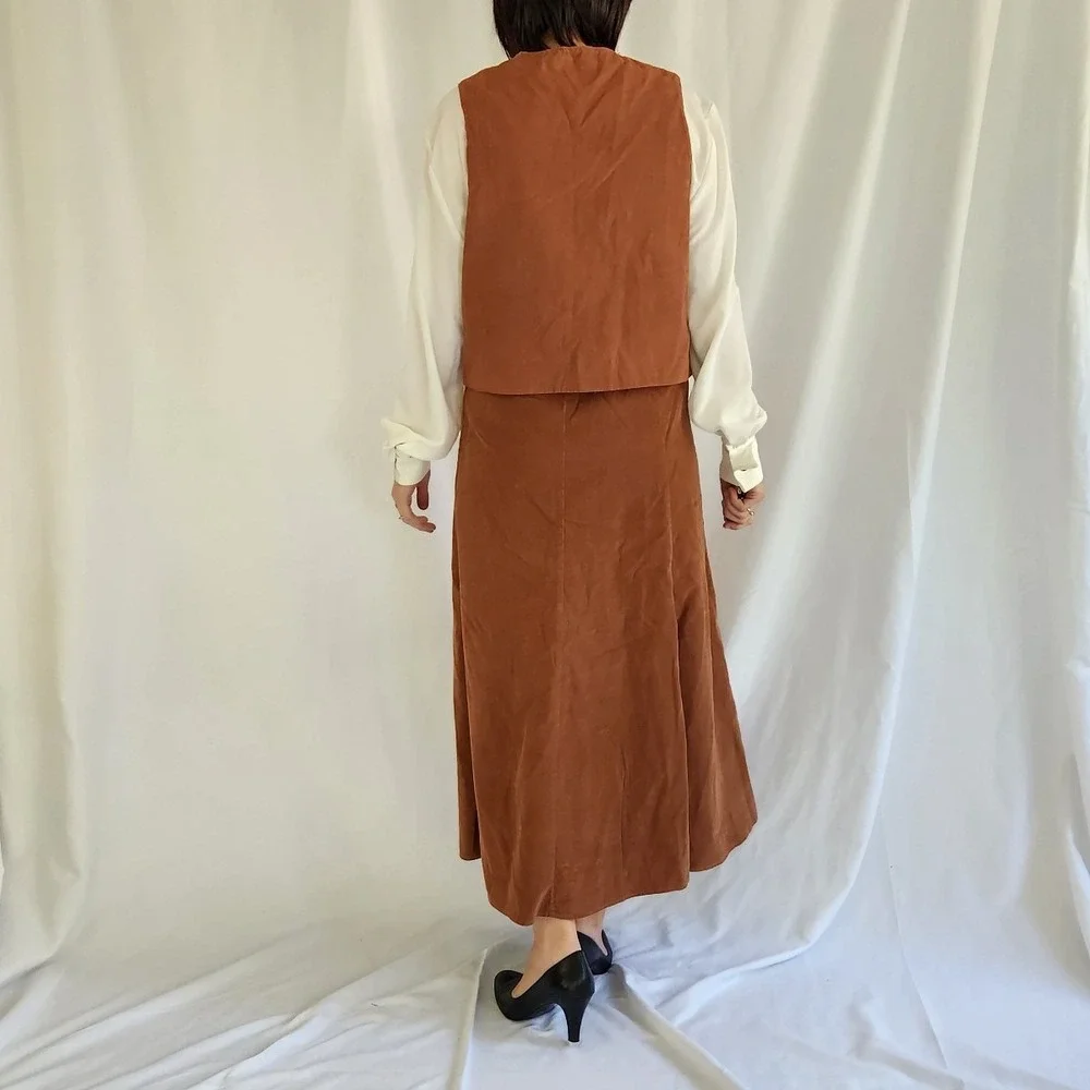 90s(?) Home Made Corduroy Skirt and Vest Set‎